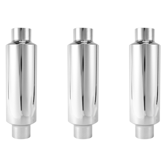 Silencieux d'Échappement de Voiture 3X, Entrée 2,5 Pouces, Acier Inoxydable, Résonateur Universel, Silencieux de Performance 12 Pouces de Long