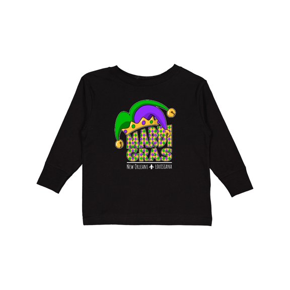 Inktastic Mardi Gras New Orleans Louisiana Jester Hat Boys or Girls Long Sleeve Toddler T-Shirt