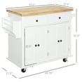 thumbnail image 5 of Rolling Kitchen Island, White, With Storage Drawers, Towel Bar, And Rubberwood Counter - Functional Unit Island Cart, Strong Construction, Countertop, Spice Rack, Rack Drawers, 5 of 5