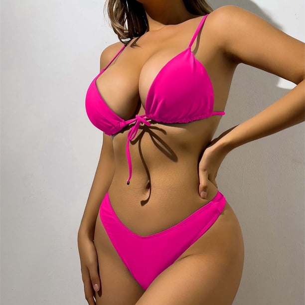 Trajes de baño para mujer, Trajes de baño para mujer, Trajes de baño de dos piezas de color liso para mujer, Trajes de baño con tirantes para mujer