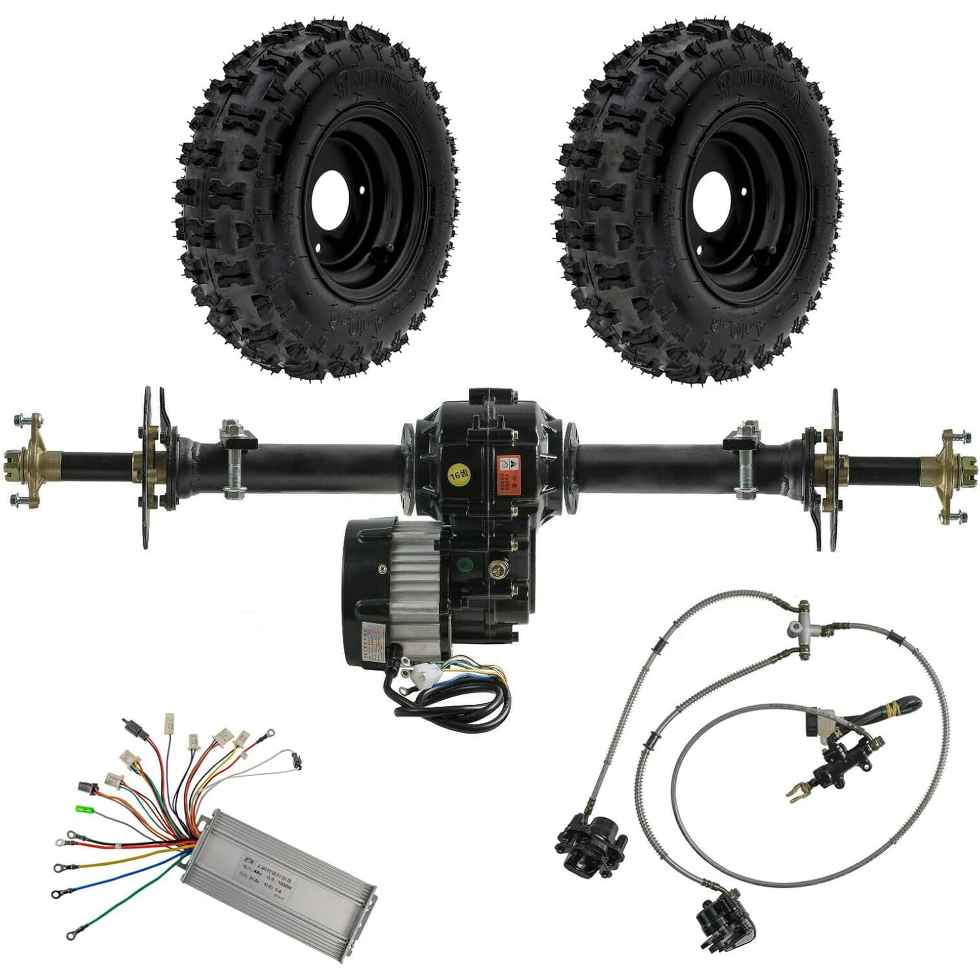 30 Complete Rear Axle Kit Assembly 760mm Differential Axle with 48V 1000W Motor Controlleer 6 Wheels Brake Caliper for Electric Golf Cart Go Kart ATV Tricycle UTV Quad Mini bikes