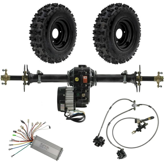 30" Complete Rear Axle Kit Assembly, 760mm Differential Axle with 48V 1000W Motor Controlleer, 6" Wheels, Brake Caliper for Electric Golf Cart Go Kart ATV Tricycle UTV Quad Mini bikes
