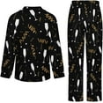thumbnail image 6 of Top-kevin Women Long Sleeve Pajama Set Comfy Pjs Sets Black Gold Confetti 2 Piece Lounge Set, 6 of 6