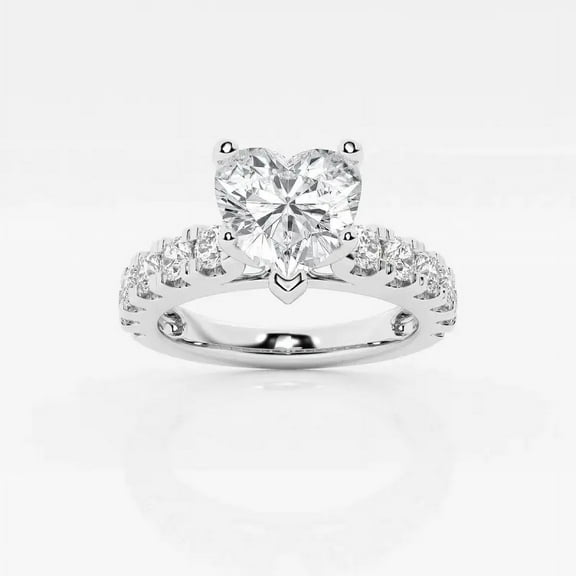 Zoya Jewel 1.6 Ct Heart Cut Lab Created Diamond Anniversary Ring - 14k White Gold Plated Wedding Engagement Ring - Cathedral Shank Proposal Jewelry - Office Casual Gift
