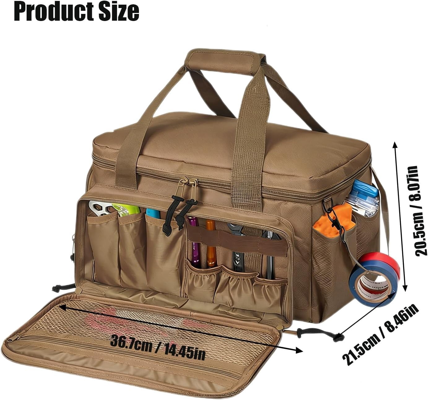 Heavy-Duty Canvas Tool Bag, Tool Pouches With Compartments, Heavy Duty Large Utility Bag With Anti-Friction Bottom for Electrician Repairman Carpenter Handyman(Black)