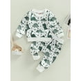 thumbnail image 2 of Bagilaanoe 2Pcs Toddler Baby Boy Long Pants Set Print Long Sleeve Sweatshirt Pullover Tops + Sweatpants 6M 12M 18M 24M 3T Kids Casual Sweatsuits, 2 of 8