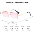 thumbnail image 3 of Gafas de sol rectangulares sin montura para mujeres y hombres, gafas ultralivianas con montura de metal, gafas cuadradas de moda con protección UV400, unisex, 3 of 4