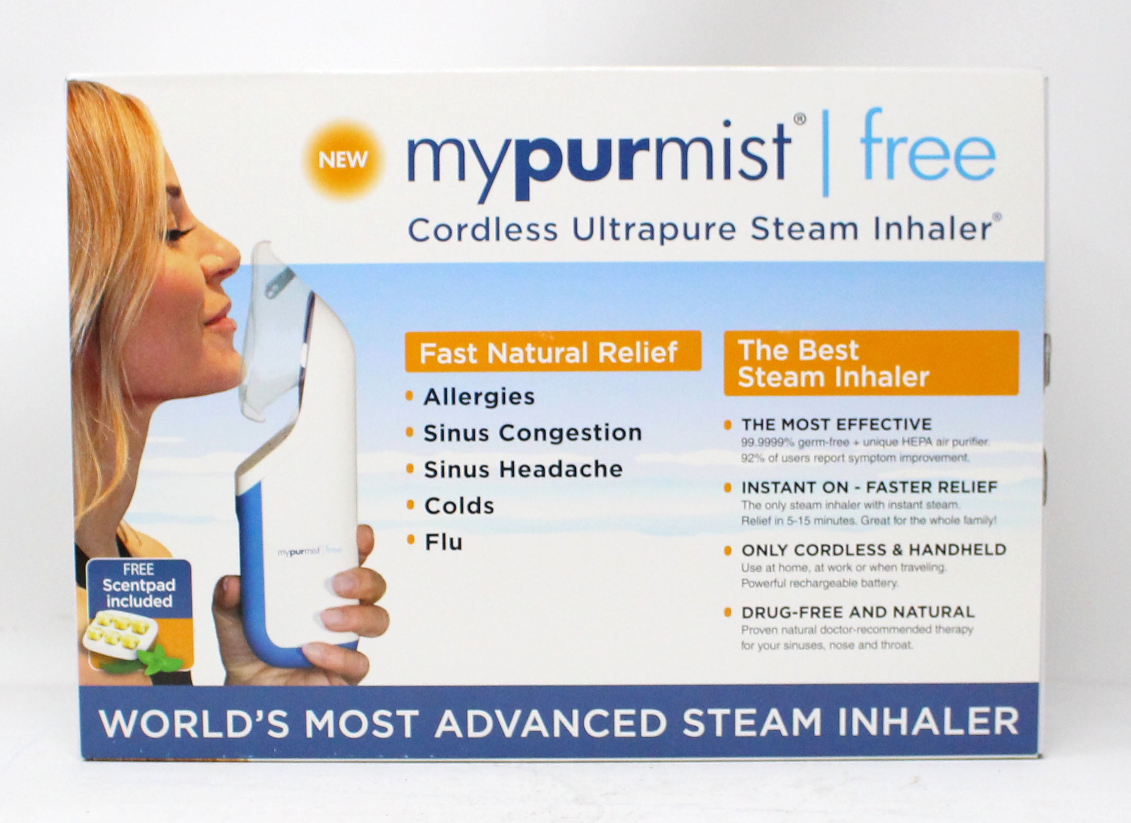 MyPurMist Free Ultrapure Handheld Personal Steam Inhaler (Cordless