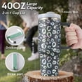thumbnail image 3 of Oserlo 40 oz Reusable Vacuum Quencher Tumbler with Straw, Travel Cup with Lid, Insulated Stainless Steel Cup with Handle, Coffee Mug, Maintains Heat Cold, Heat and Ice for Hours, Leopard Gray, 3 of 7