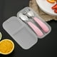 thumbnail image 5 of Juego de cubiertos portátiles para niños de acero inoxidable, cuchara y tenedor, juego de cubiertos para niños de aprendizaje, juego de tenedor y cuchara para el hogar, juego de cubiertos portátiles p, 5 of 6
