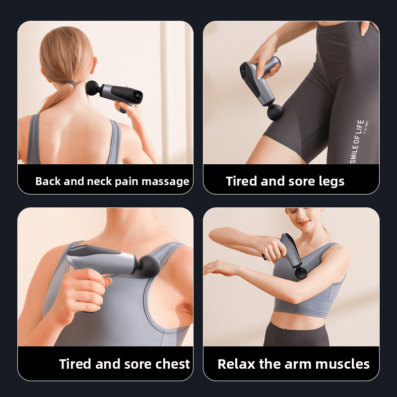 CNV Professional Mini Percussion Massage Gun with 4 Heads, Handheld Muscle Stimulator for Post-Workout Recovery, Deep Tissue Handheld Quiet Device, Type-C Charging