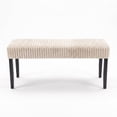 thumbnail image 3 of Home Design Guymon Modern Rectangular Upholstered Dining Bench with Corduroy Fabric and Wood Legs, Light Beige, 3 of 8