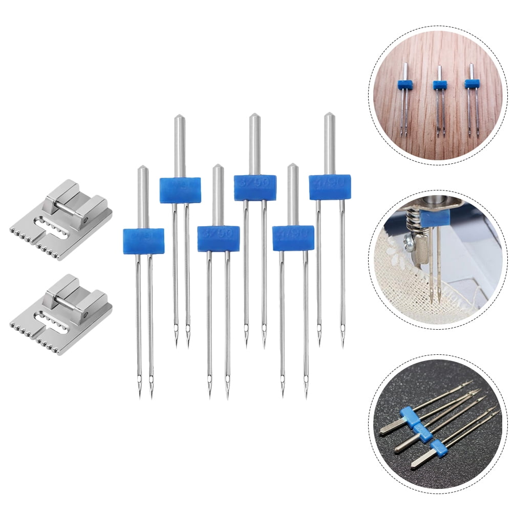 Amosfun 1Set Multi-Function Twin Needles for Sewing Machine with Needle Threader Assorted Color for Home Use