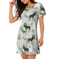 thumbnail image 2 of Easygdp green plaid Moose tree Camisón de manga corta para mujer, informal, estampado, 2 of 6
