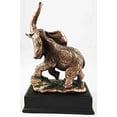 thumbnail image 3 of Majestic Nobility Elephant Trumpeting Bronze Electroplated Figurine With Base Resin Statue, 3 of 4