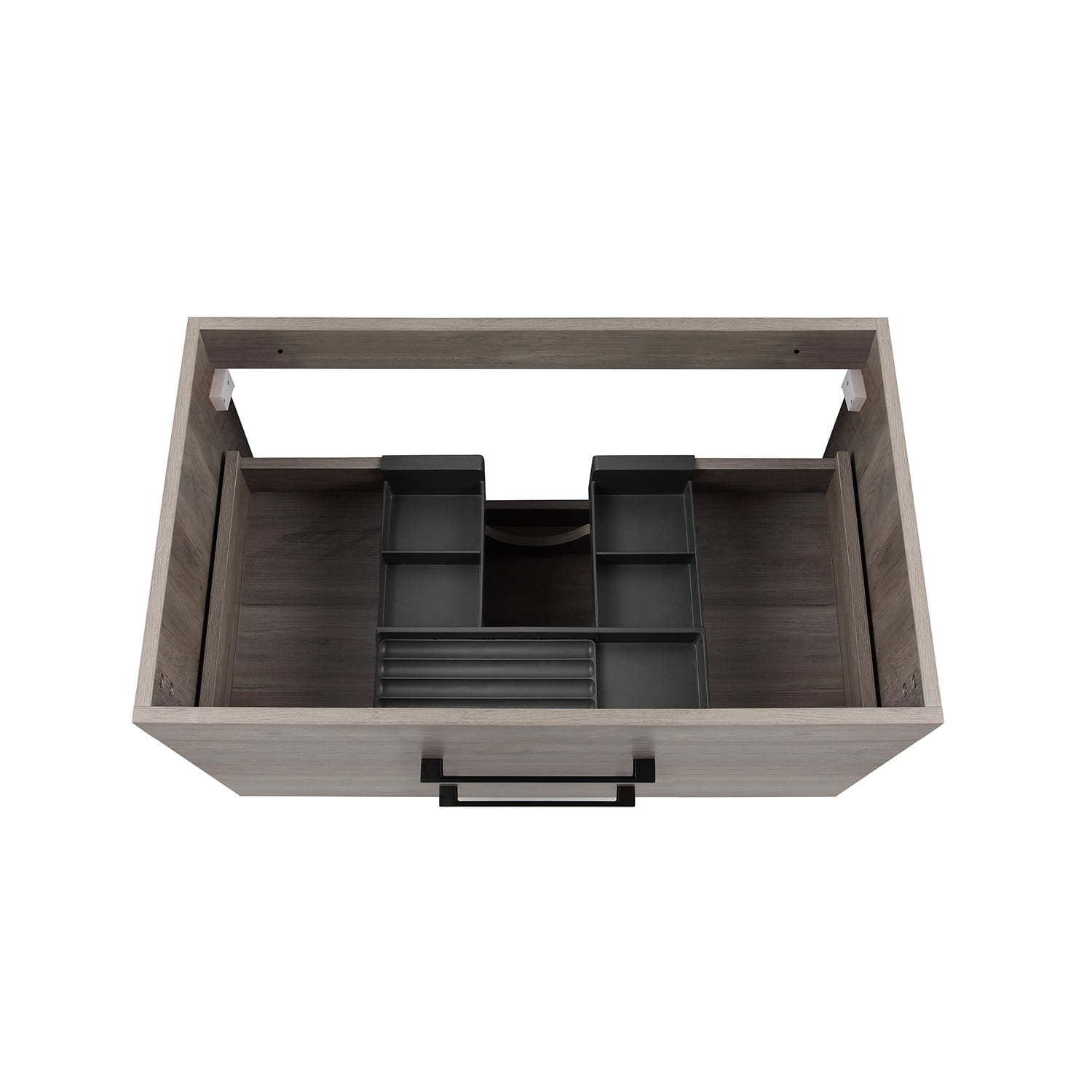 Demi Bonn 32" Wood Grain Wall-Mounted Bathroom Vanity with Ceramic Sink and 2 Soft-Close Drawers, Faucets and Drains Not Included, Gray