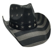 grinderPUNCH Classic USA American Flag Cowboy Hat (Gray Black)