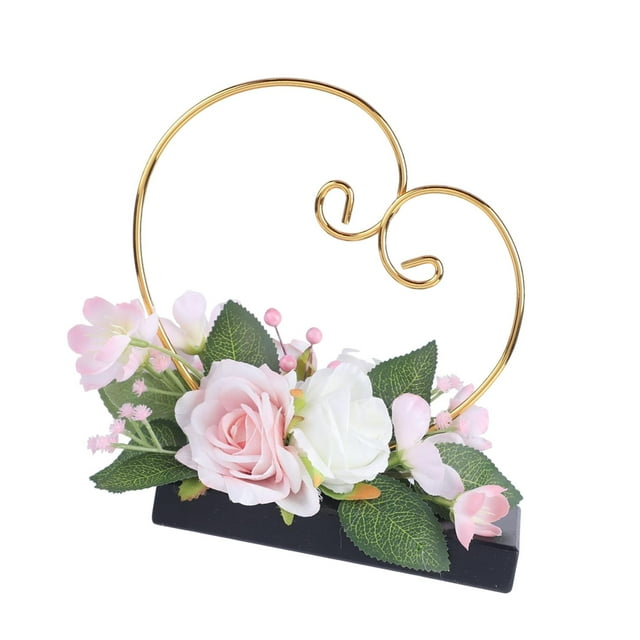 Stand de boda Anillo de bodas de anillo de bodas Decoración de telón de fondo, decoración de flores artificial elegante soporte para el anillo de Rosa