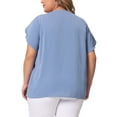 thumbnail image 4 of Agnes Orinda Women's Plus Size Mother's Day Work Pleated Short Sleeve Round Neck Tulip Sleeves Summer Blouses 4X Blue, 4 of 7