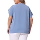 thumbnail image 3 of Blusas de verano de manga corta con pliegues y cuello redondo para mujeres de tallas grandes Agnes Orinda 4X azul, 3 of 6