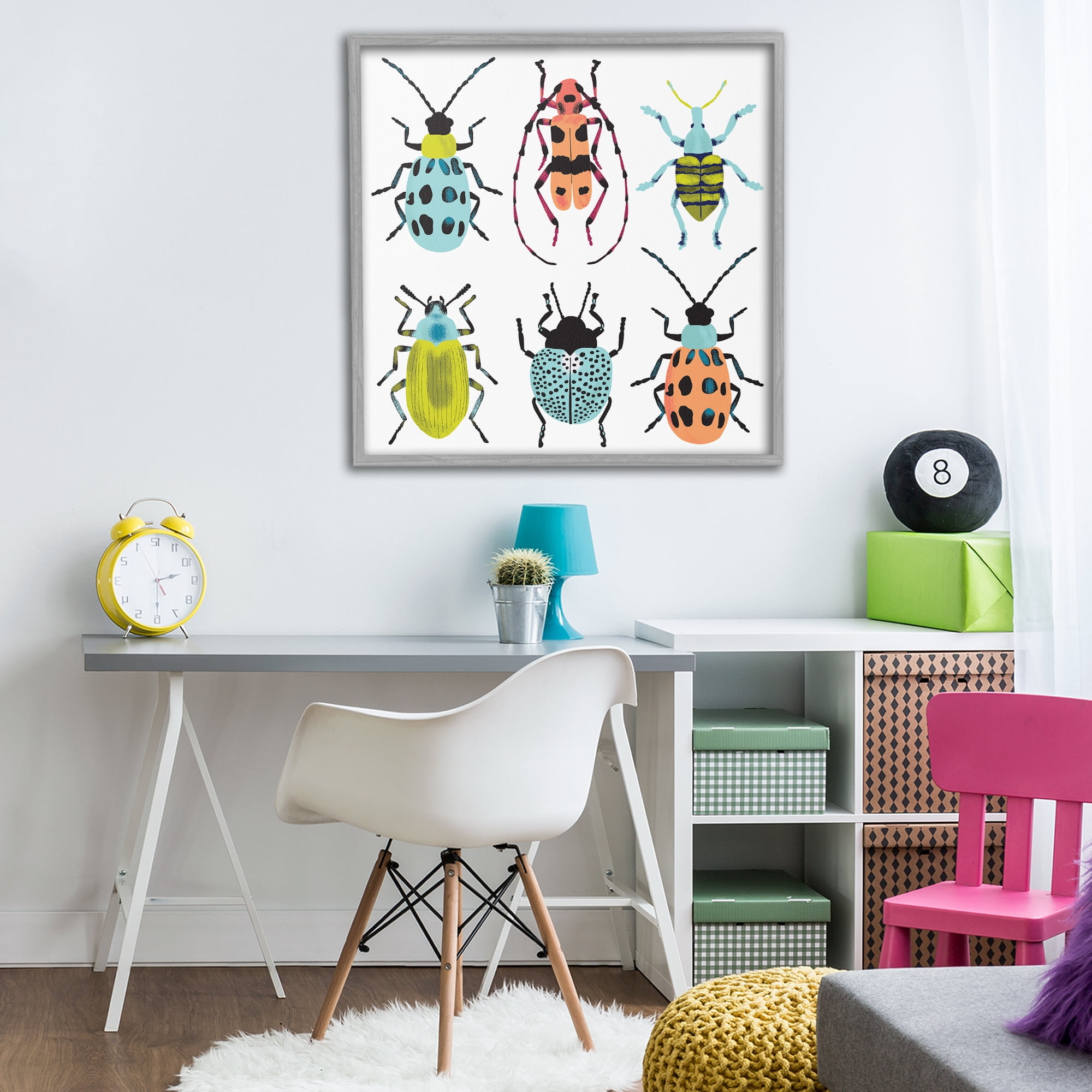 Stupell Industries Beetles & Bugs Collection Gray Framed Giclee Art, design by Metka Hiti