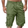thumbnail image 2 of pstuiky Pantalones cortos para hombre, Pantalones cortos casuales de moda para hombre, con múltiples bolsillos, botón, cremallera y cintura elástica. Pantalones cortos cargo, 2 of 7