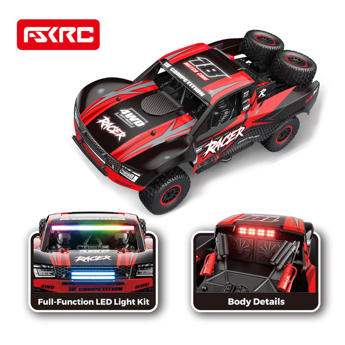 RD12 1/12 Scale RC Drift Car for Adults, 2.4G 4WD Full-Proportional Brushed Drift Racing Car with Gyroscope and 7-Color LED Lights for Hobbyist - RTR