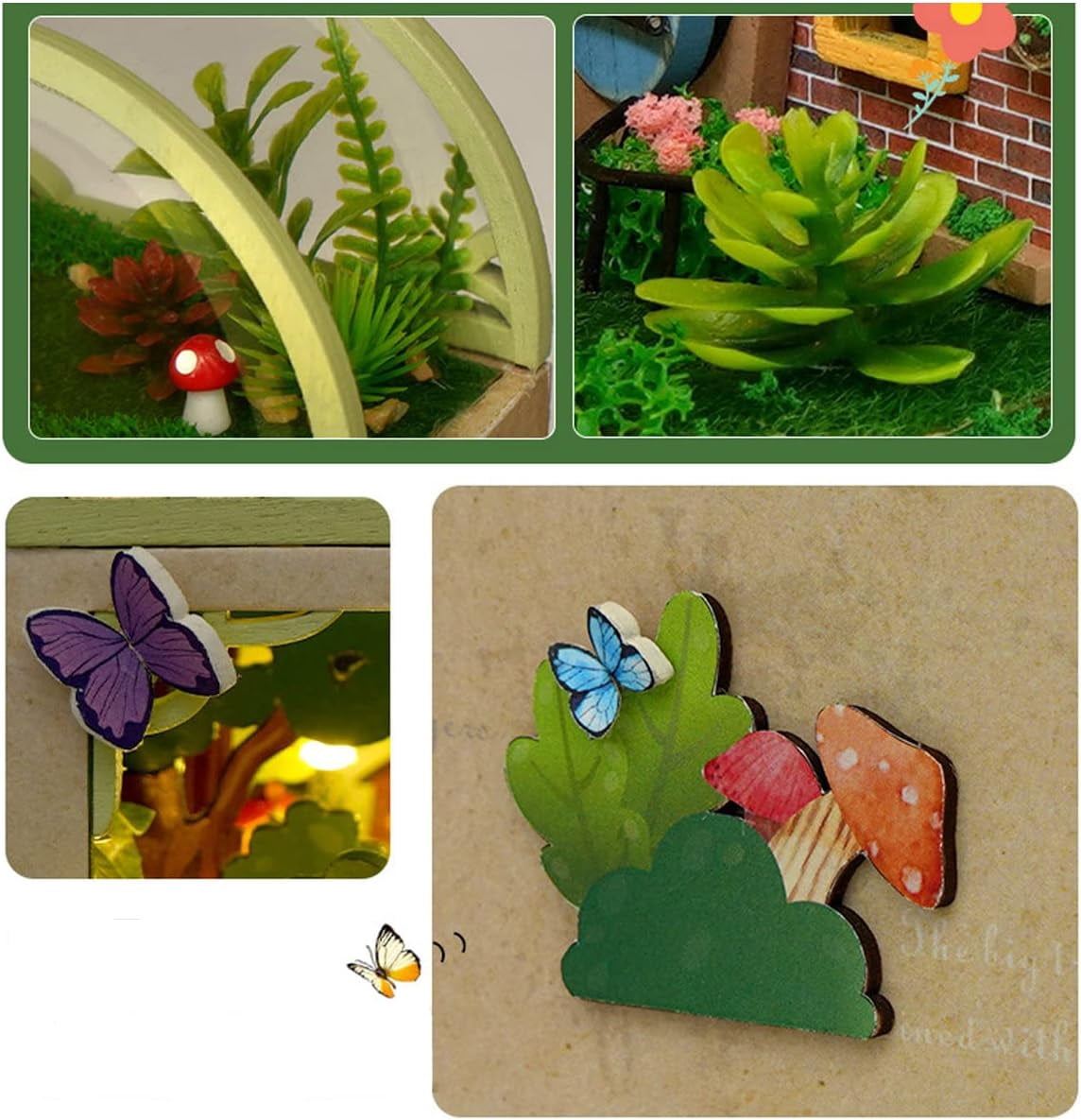Book Nook Miniature Kit DIY Wooden Dollhouse Book Nooks for Bookshelf Decor Bookends Crafts for Adults