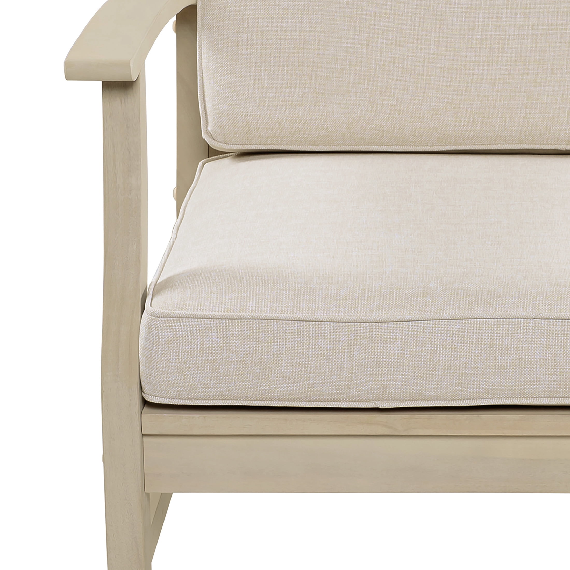 Christopher Knight Home 4-Seater Outdoor Wood Conversation Set with Table, Sand Cushions, Light White Finish