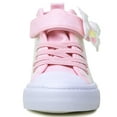 thumbnail image 4 of Little Girls Kids Canvas Shoes Glitter Sneakers Toddler Sparkle Lace Up High Top Hook and Loop Straps Velcro Non Slip Lightweight Pink Butterfly Size 9, 4 of 5