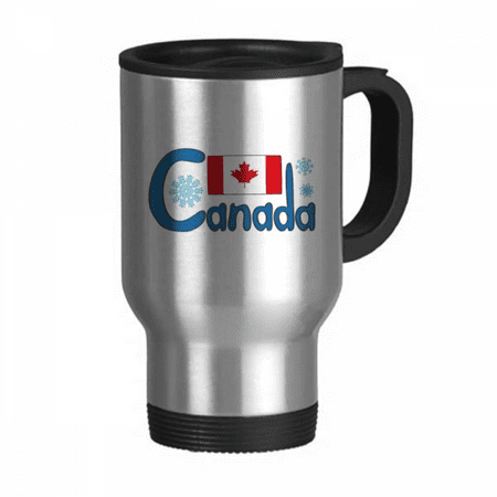 

Canada National Flag Blue Pattern Travel Mug Flip Lid Stainless Steel Cup Car Tumbler Thermos