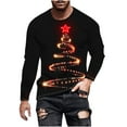 thumbnail image 3 of UVEASISHA Men's Christmas Long Sleeve Tshirt Big And Tall Slim Fit Xmas Graphic Tees Novelty Xmas Tree Print Crewnck Tops Fashion Hipster T-shirts Black M, 3 of 6