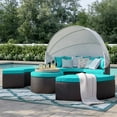 thumbnail image 4 of Modway Convene Outdoor Patio Wicker Rattan Canopy Sectional Daybed in Espresso Turquoise, 4 of 12