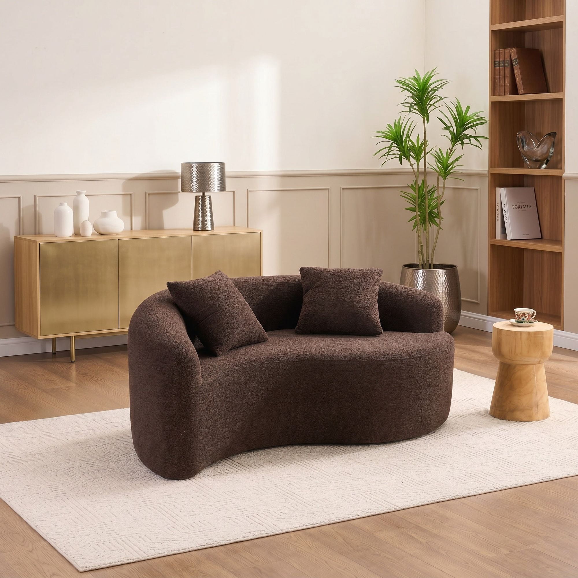 Sailvan S-Curved Chenille Sofa Loveseat, Dual-Depth, No Assembly, Compact for Small Spaces