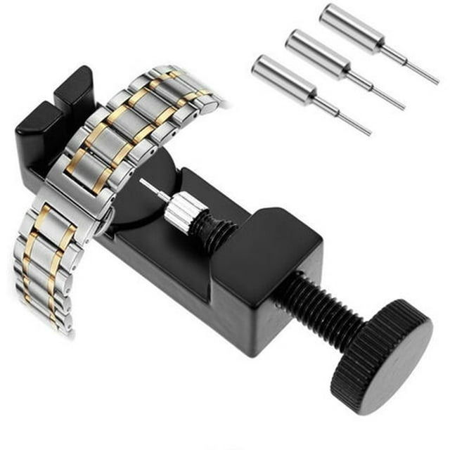 Watch Band Link Pin Removal & Replacement Kit for Watch Repair, Including 3 Extra Pins - Black
