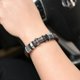 thumbnail image 4 of Black Pulsera de cuero cruzada para hombre, pulsera tejida con nombre personalizado, cierre magnético, regalo, 4 of 5