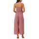 thumbnail image 3 of INSPIRAR CHIC Mono de verano casual sin mangas con tirantes, escote en V, cintura con lazo, pierna ancha y abertura XL en rosa oscuro, 3 of 6