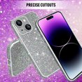 thumbnail image 5 of Compatible with iPhone 14 Glitter Case Women Girls Bling Sparkle Phone Case Camera Lens Protection Slim Soft Bumper Shockproof Protective Cover for iPhone 14 6.1 inch, Silver, 5 of 12