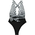 thumbnail image 4 of NEREID Sexy Tie Criss Cross Plunge One Piece Thong Swimsuit High Cut Brazilian Bathing Suit, 4 of 6