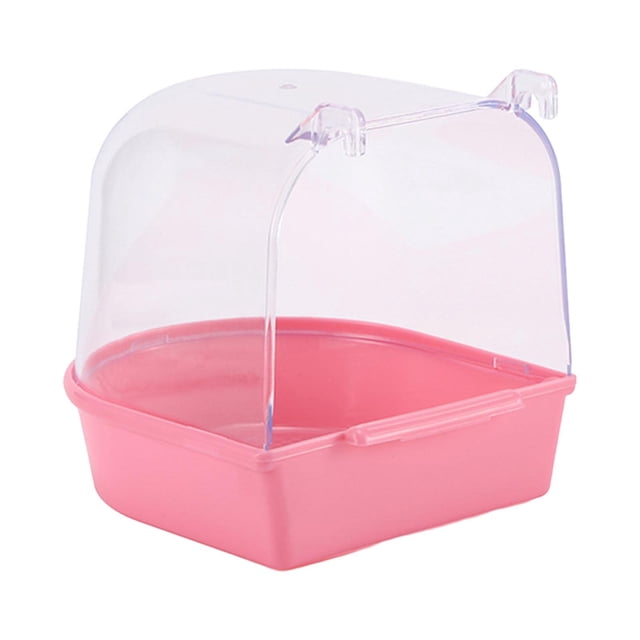 Caja de baño enjaulada para pájaros y mascotas Jinwen, jaula de ducha de agua para loros, pequeña transparente