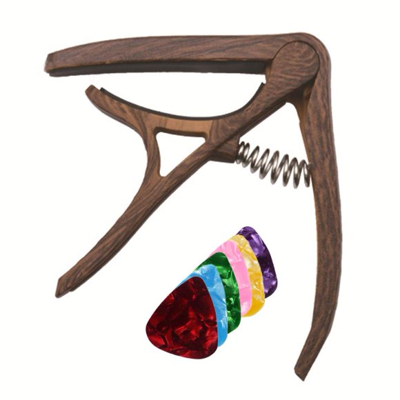 Capo Changement Rapide Guitare Capo – Capo en Bois avec 6 Piques à Guitare#A C6A3