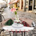 thumbnail image 6 of Christmas Snowman Round Tablecloth for 36-44 Inch Tables, Fitted Table Cover with Elastic Edge, Vintage Xmas Tree Snowflake Waterproof Outdoor Table Cloth Protector for Patio Garden Dinner Picnic, 6 of 9