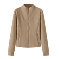 thumbnail image 7 of Breezora Women's Stand Collar Slim Fit Long Sleeve Jacket with Full Zip and Side Pockets for Casual Outerwear L Size Khaki, 7 of 7