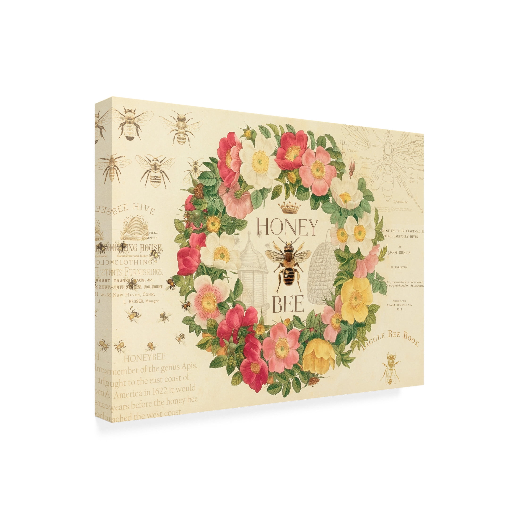 Canvas Wall Art - Cora Niele 'Honey Bee' Wall Art for Living Room, Bedroom, or Office Décor by Trademark Fine Art - 47 x 35 Inches