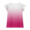 thumbnail image 4 of GERsome Girls Summer T-Shirts Cute Ruffle Short Sleeve Crew Neck Loose Blouse Summer Gradient Casual Toddler Girls Tee Tops for 3-15 Years, 4 of 9
