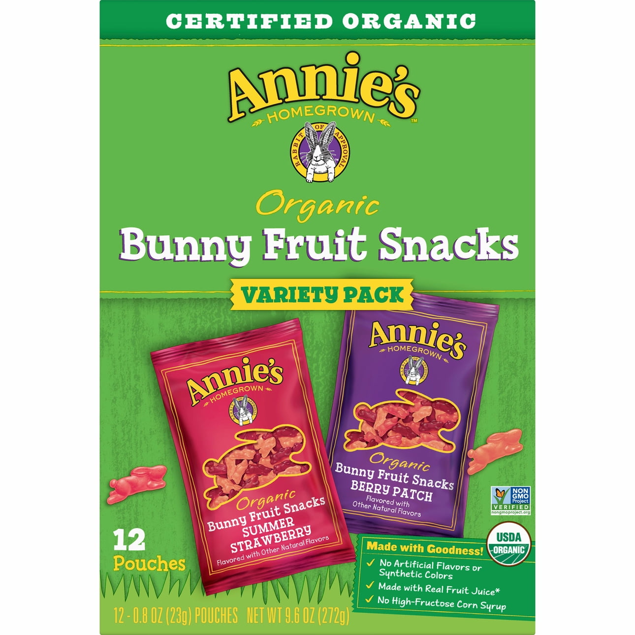 Annie's Organic Bunny Fruit Snacks, Variety Pack, Gluten Free, 12 ct, 9