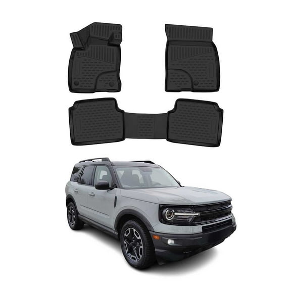 OMAC Floor Mats Liner for Ford Bronco Sport 2021-2024 Black TPE All-Weather 3Pcs