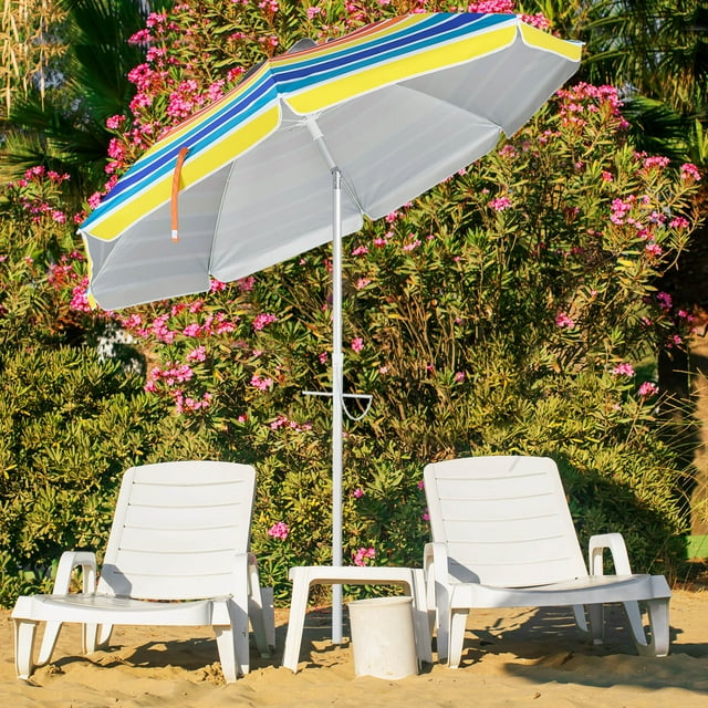 Costway 6.5 FT Patio Beach Umbrella Sun Shade Tilt Aluminum Sports Portable Carry Bag