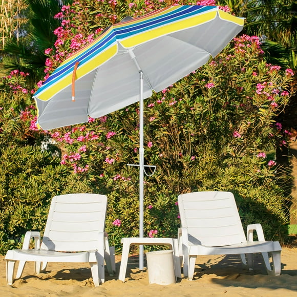 Costway Parasol de Plage pour Patio 6,5 Pi Pare-Soleil Inclinable en Aluminium Sport Portable Sac de Transport