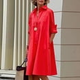 thumbnail image 2 of Women Simple Shirt Dress Summer Vintage Elegant Solid Pocket Long Sleeves Midi Dresses Female Turn-down Collar Dresses VestidosXL Gao Jinjia LED, 2 of 2